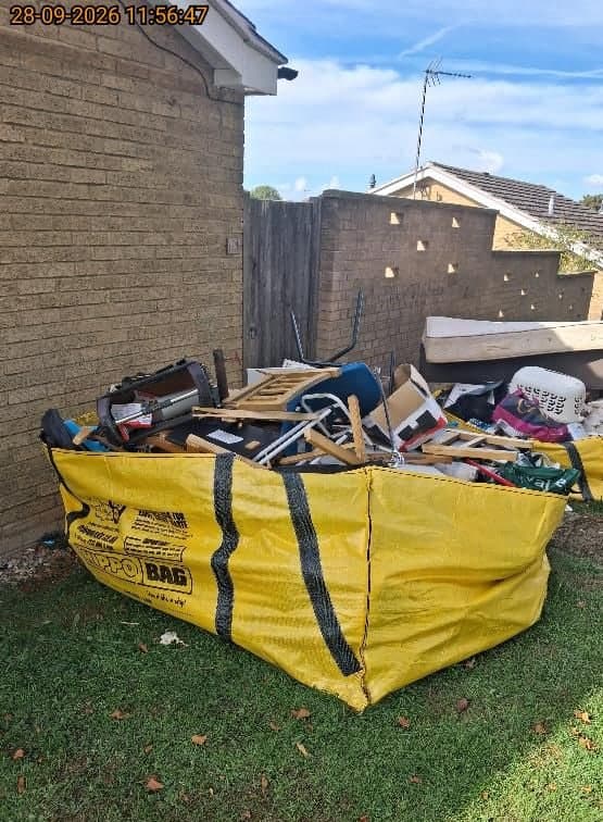 A bulk bag filled with household and kitchen waste outside a home in Chipping Norton