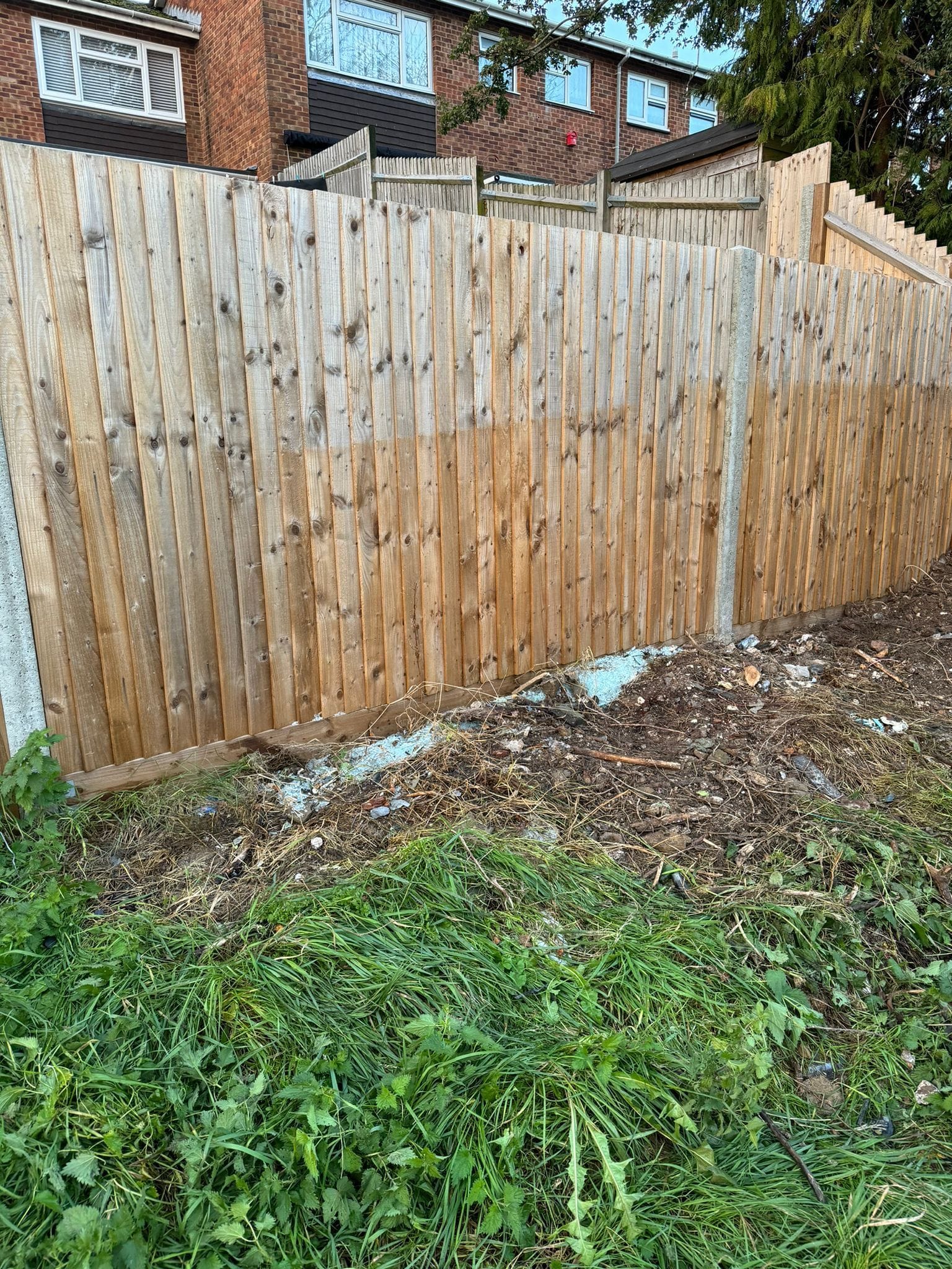 A completed trade clearance beside newly installed fencing
